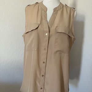 Size M Calvin Klein Sleeveless Neutral Business Casual Office Blouse